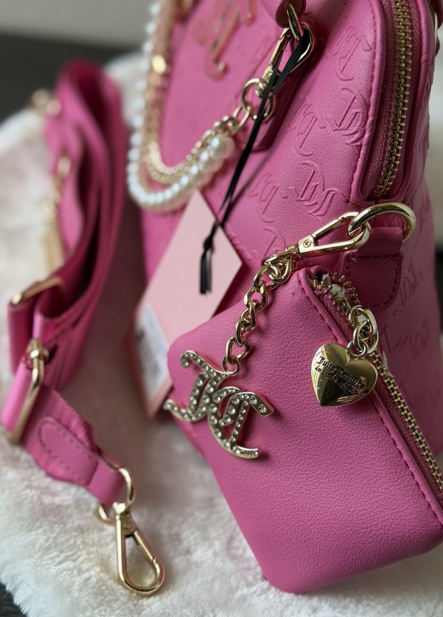 Juicy Couture Hot Pink Heritage Sporty Satchel Crossbody Bag Pearl