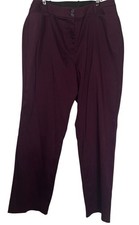 Lane Bryant Trouser Pants Size 26 Maroon Button Zipper Pocket Chino Flat Front