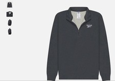 Reebok Mens Identity Quarter-Zip Fleece Sweatshirt Dk Grey Heather XL Reg-Fit