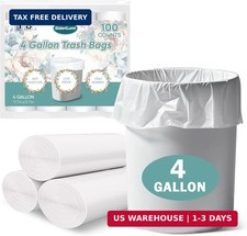 Trash Bags Bulk - 100 Count Garbage Bags 4 Gallon Trash Bag Small Trash Can Bags