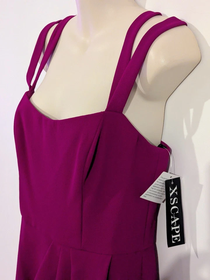 XSCAPE Berry Pink Magenta Strappy Formal Maxi Dress Size 12 14 Wedding Guest NWT - image 4 of 4