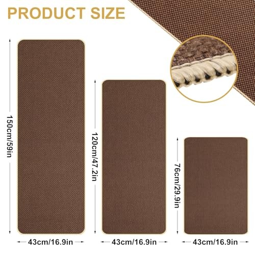 Kitchen Rugs Sets of for Floor Non Slip Kitchen Rugs Mats 3 Light Brown Linen