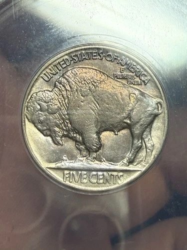 1913 ANACS AU55 VAR 2 Buffalo Nickel Rainbow Toner Toned Reverse Mounted