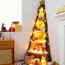 6 Tier 5ft Christmas Tree Corner Shelf Large Bookshelf DIY Village Display St...