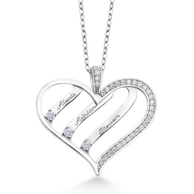 925 Sterling Silver Pendant with Chain Set with Moissanite (0.37 Cttw)