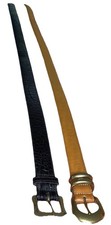 Vintage Leather Belts 2 Brown and Black Solid Brass Buckle Made In Italy  USA