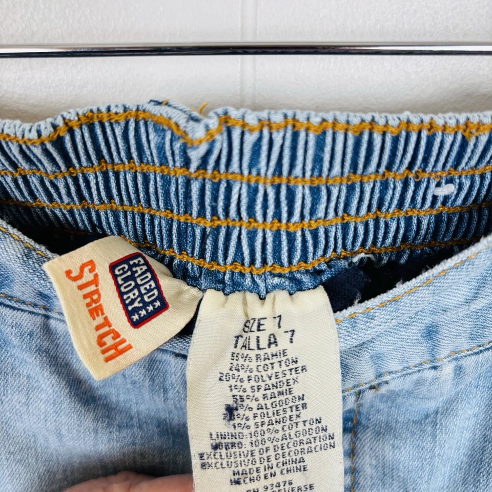 Vintage Y2K Faded Glory 6-7Y Girls Denim Jean Skorts Boho Embroidered Flowers - Image 2 of 4