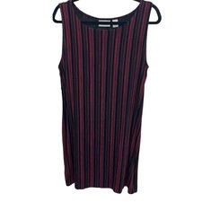 Chico's Travelers Red & Black Striped Midi Dress Sleeveless - Size 2, Large
