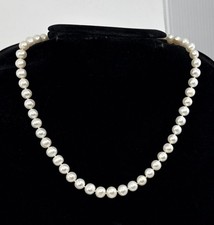 Vintage cultured pearl necklace with 14K gold clasp And Markers Stamp 17  Long