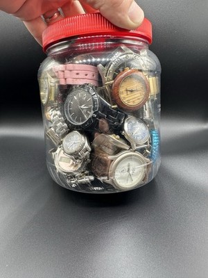 Vintage & Modern Watch Lot Jar Running Watches Parts Repair Mixed Styles 3lb