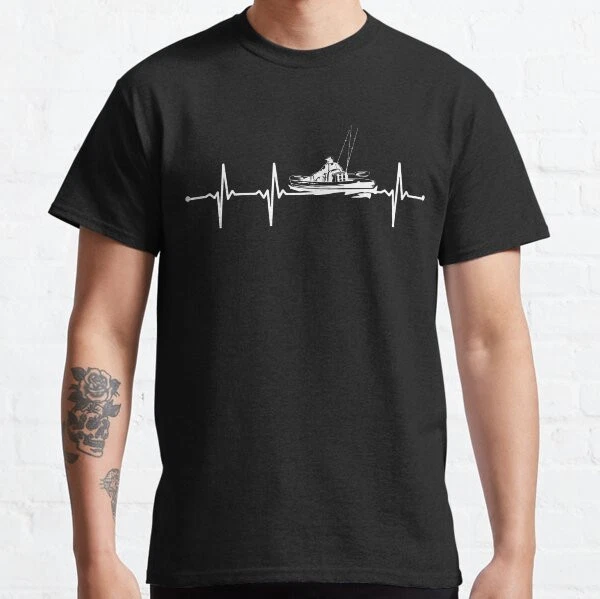 kayak fishing heartbeat Funny Retro Gift idea Classic T-Shirt