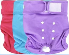 Washable Reusable Premium Female Dog Diapers Small Puppy Period Panties 3 Pack