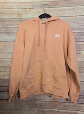 Nike Peach Pullover Hoodie Women  s Large Embroidered Swoosh Fleece Sweatshirt