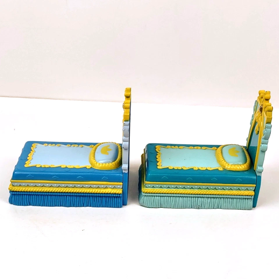 Disney Mattel Polly Pocket Cenicienta Camas Azul Teal Casa de Muñecas Dormitorio De Colección Foto 2 de 4