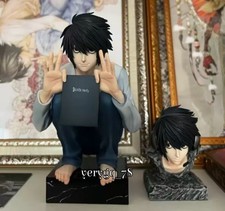 Death Note L Figure Squatting L PVC Collectible Model Statue Toy Gift w/ 2 Head