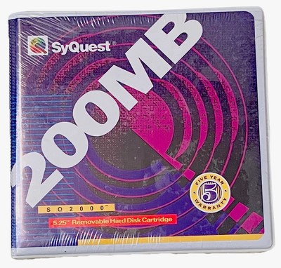 SEALED SyQuest SQ2000 200MB 5.25  Removable Hard Disk Cartridge Vintage RARE New