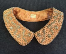 Vintage Beaded Satin Detachable Collar Hand Embroidered In India
