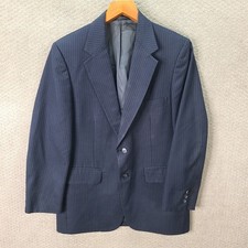 Vintage Whitney Jacket Mens 40R Blue Striped Blazer Two Button Wool Suit Coat