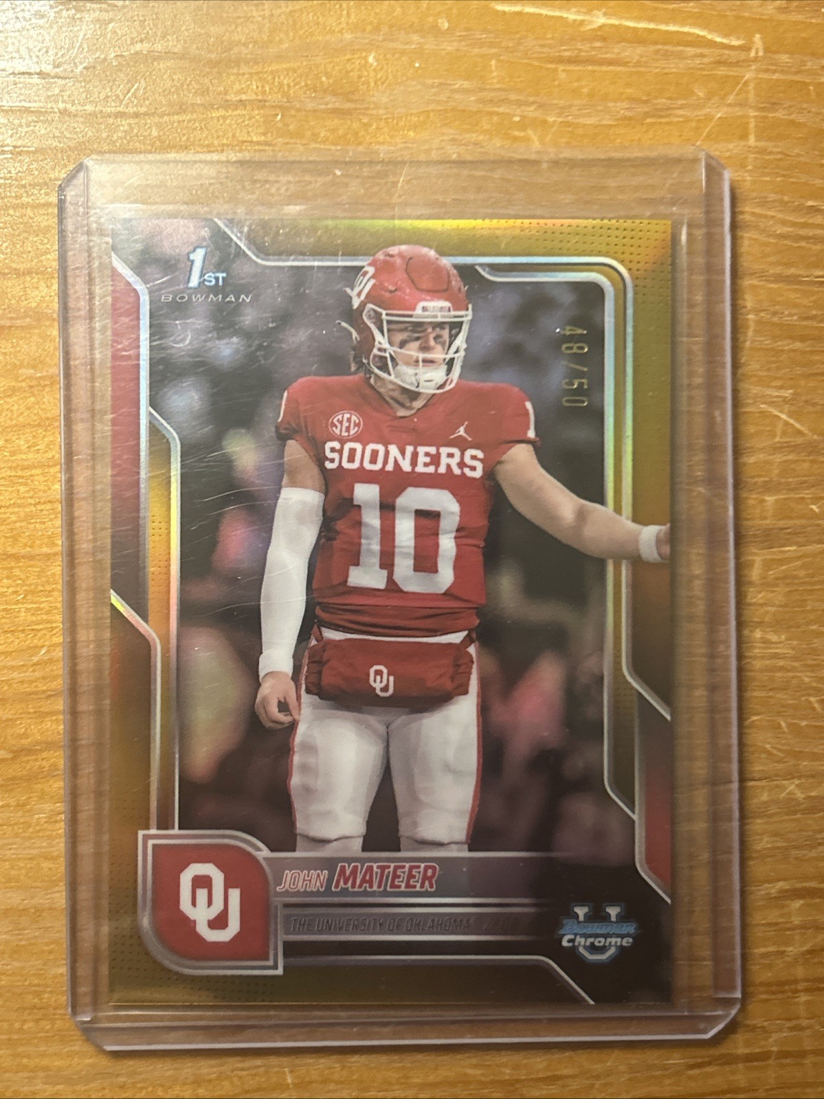 2025 Bowman Chrome University JOHN MATEER 1st Rookie RC Oklahoma QB Gold /50