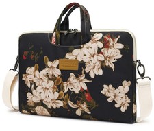 Black Peony Waterproof Shoulder Messenger Bag Sleeve for 14-15.6 Inch Laptop