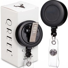 Badge Reel ID Holder Retractable Clip Black 2 Pack