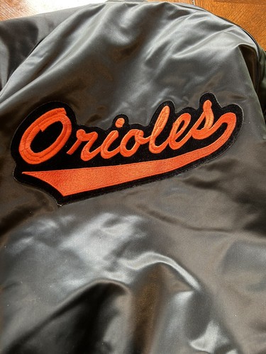 Giacca bomber vintage Baltimore Orioles taglia L cappotto baseball gesso anni 80 - Foto 11 di 14