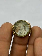 Antique Ancient near eastern old Roman glass ring with brass