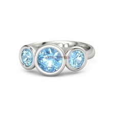 Natural Blue Topaz Gemstone with 925 Sterling Silver Ring for Women's 3955