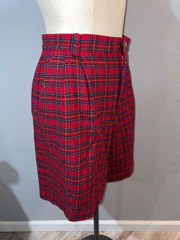 Винтажные шерстяные шорты в клетку Liz Claiborne размер 14 со складками с высокой талией - Изображение 4 из 4