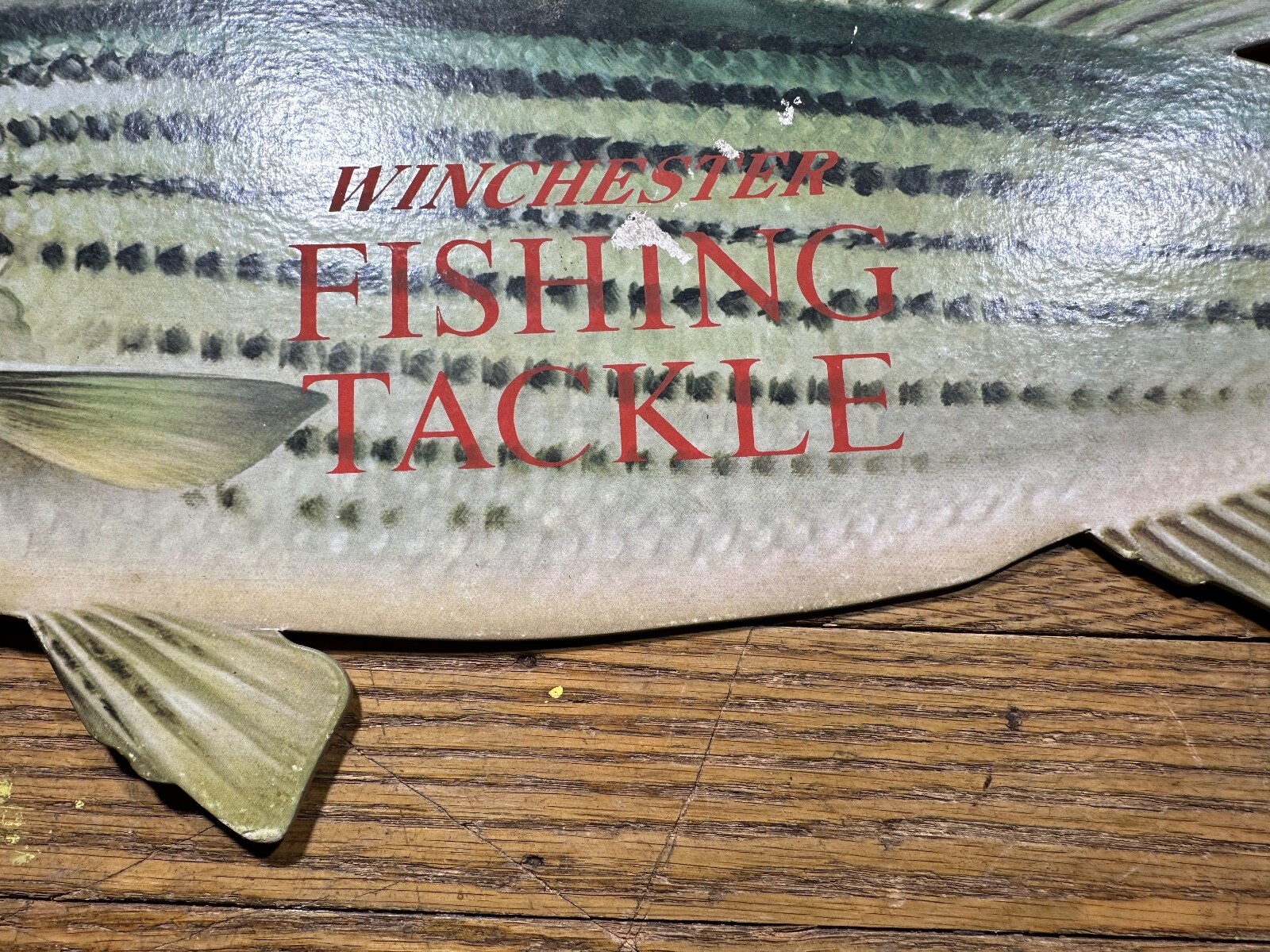 Winchester Fishing Tackle Sign Cardstock Bait Shop Advertising Fish NO