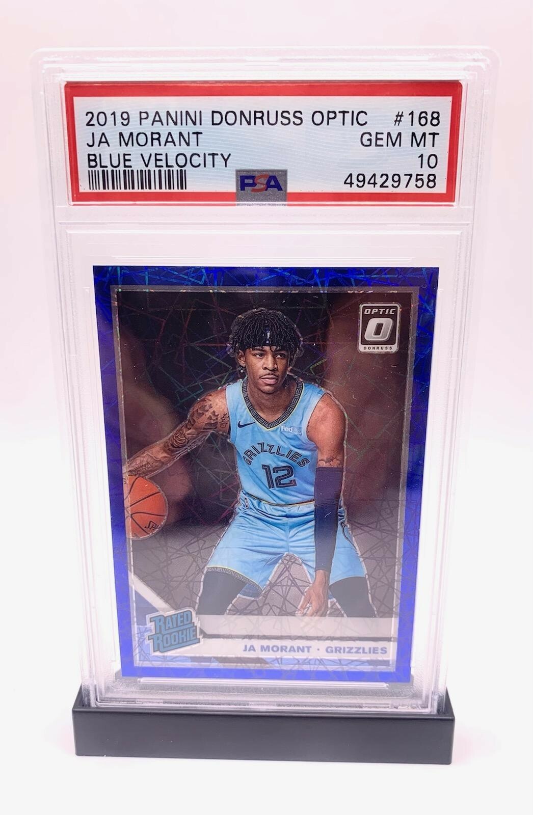 JA MORANT 2019-20 Donruss Optic Blue Velocity #168 Rookie RC PSA 10 GEM MINT