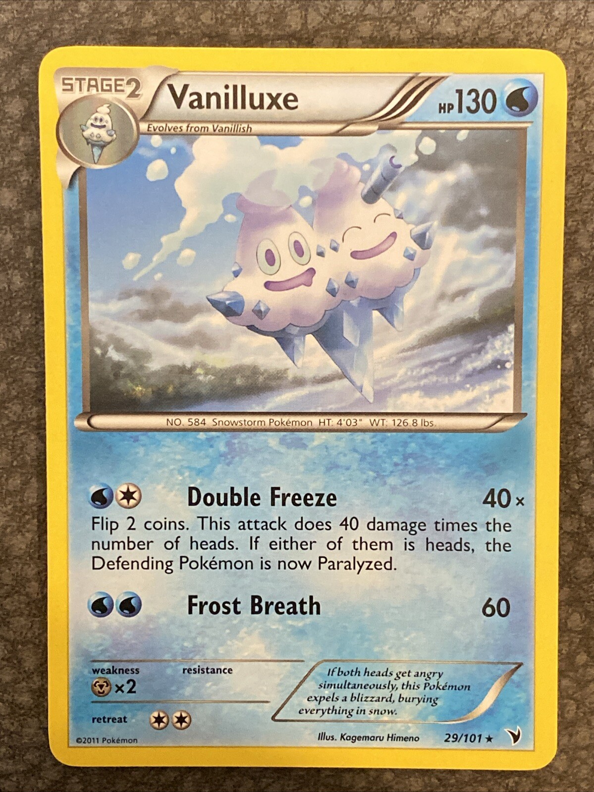 Pokemon 2011 Near Mint NM Vanilluxe Noble Victories REVERSE 29/101 Card