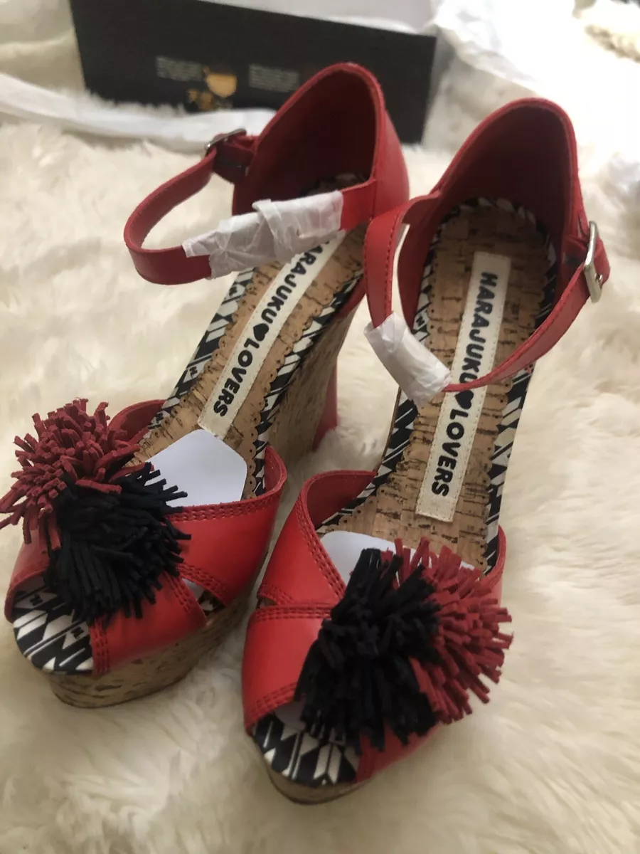 Red and black best sale wedges