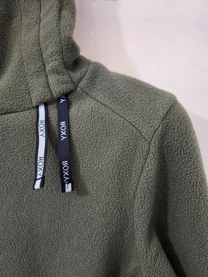 Sudadera Roxy Mujer M Oliva Deltine Polar Pullover Embudo Cuello Alto Exterior Foto 4 de 4