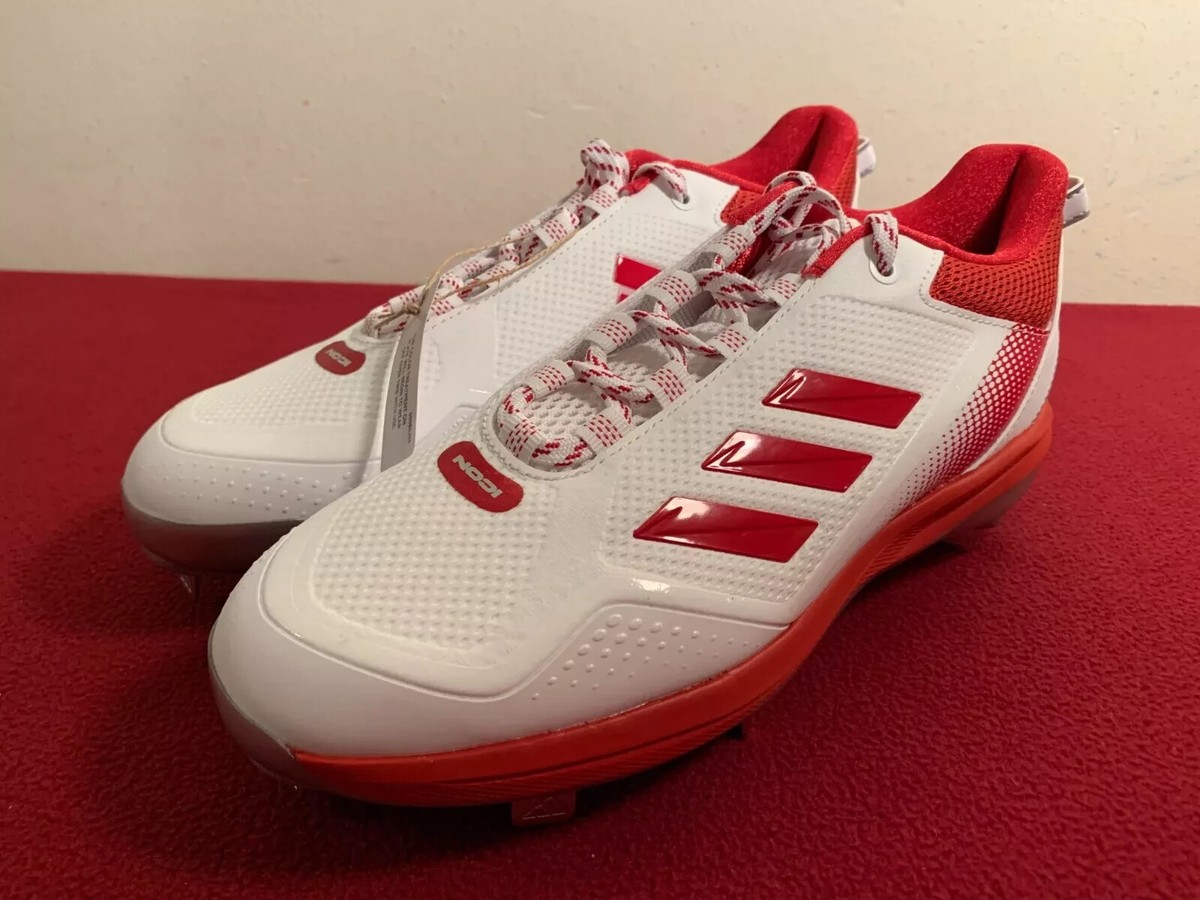 Adidas Men\'s Icon 7 GW3933 Red White Low Top Lace Up Baseball Cleats Size 14 Adidas Mens Icon Bounce Baseball Cleats Red White Low Top  main image 4