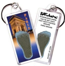 Paris FootWhere® Souvenir Key Chain. Made in USA