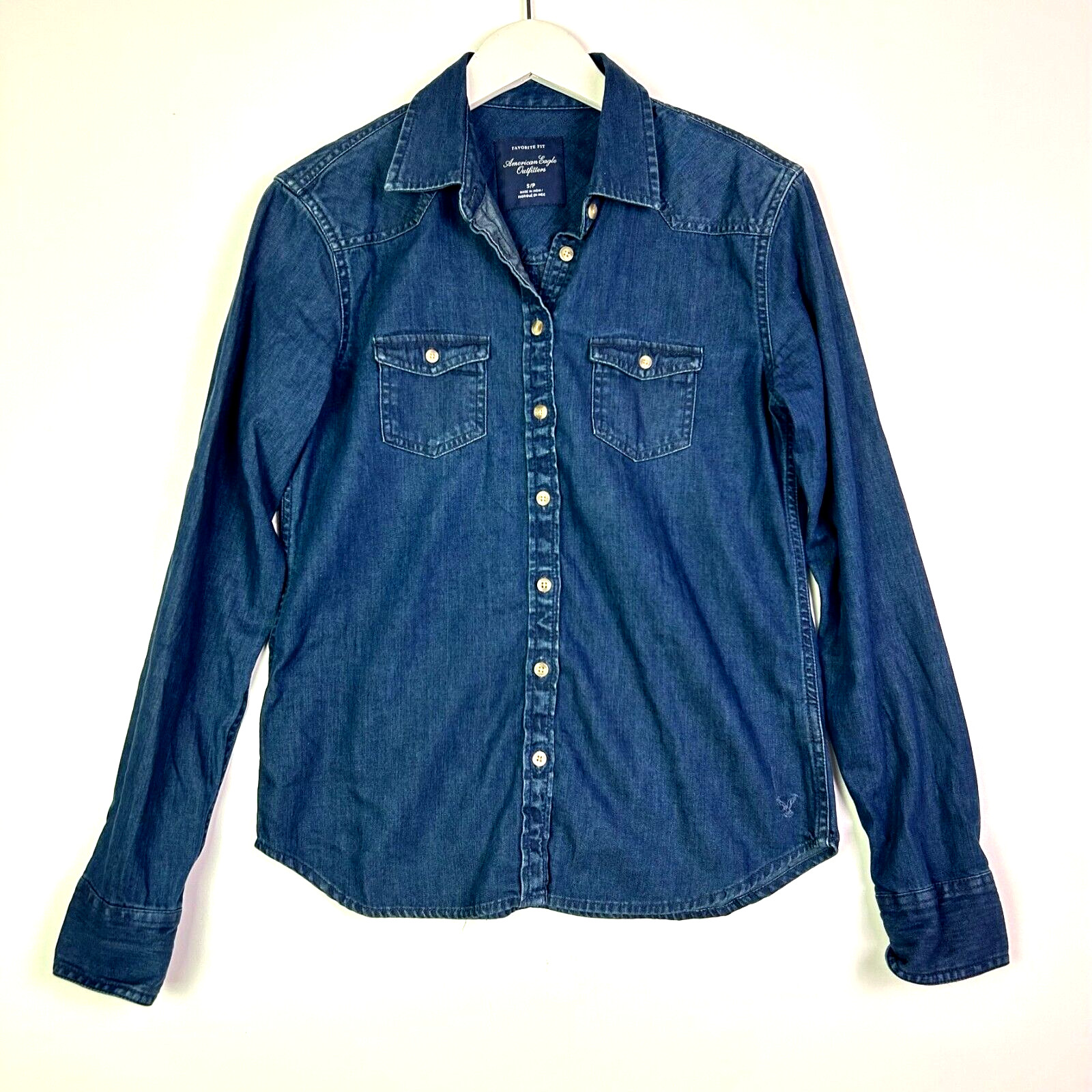 American eagle denim chambray button front shirt … - image 1