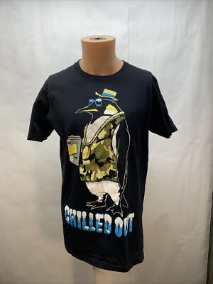 Beer Shirt mens large hip hop skater Chilled Out Penguin Short Sleeve