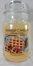 Yankee Candle BELGIAN WAFFLES Large Jar 22 Oz Yellow Housewarmer Warm Golden