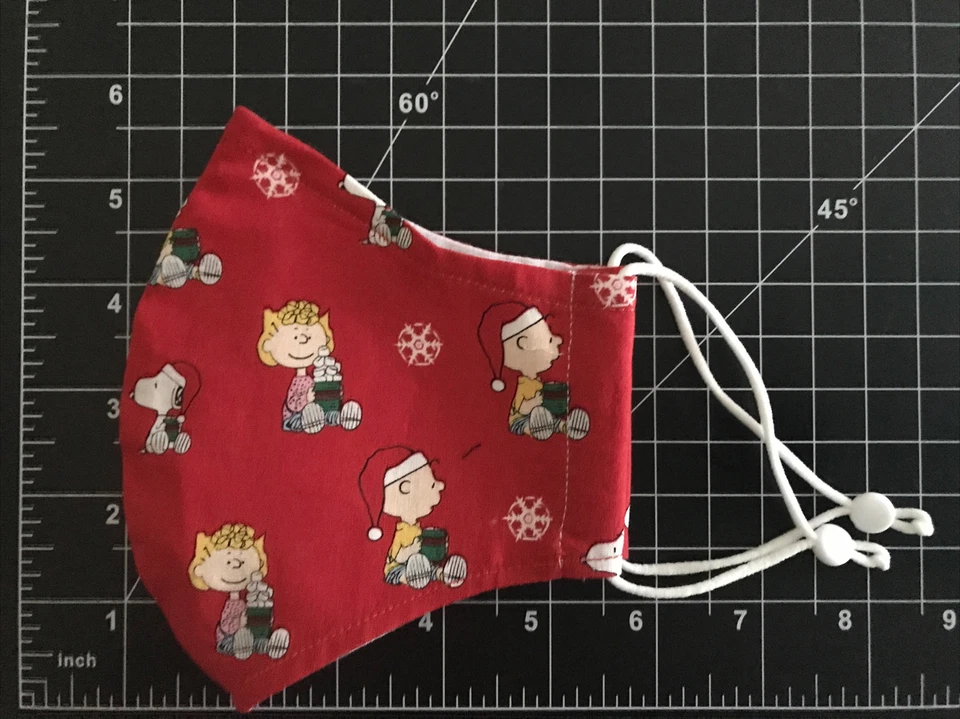 Máscara facial hecha a mano Peanuts Charlie Brown Snoopy forrada rara Foto 2 de 4