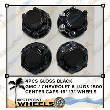 2000 - 2010 Chevy1500 Truck Van 16 17 6 Lug Gloss Black Wheel Center Caps Set