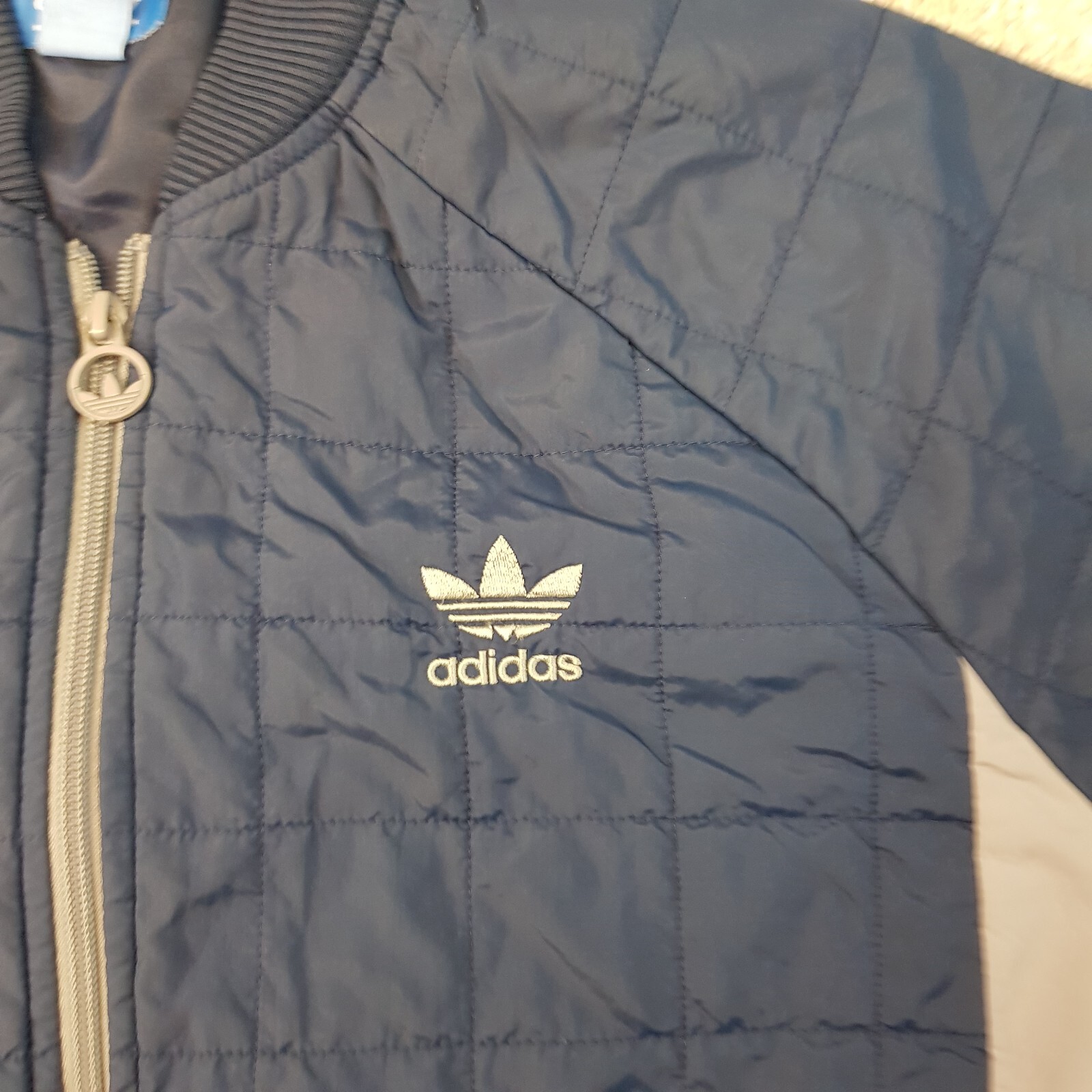 ALTRA Adidas Giacca Uomo Blu Medio Trapuntato Imbottito Bomber Cappotto Originale SST Cerniera