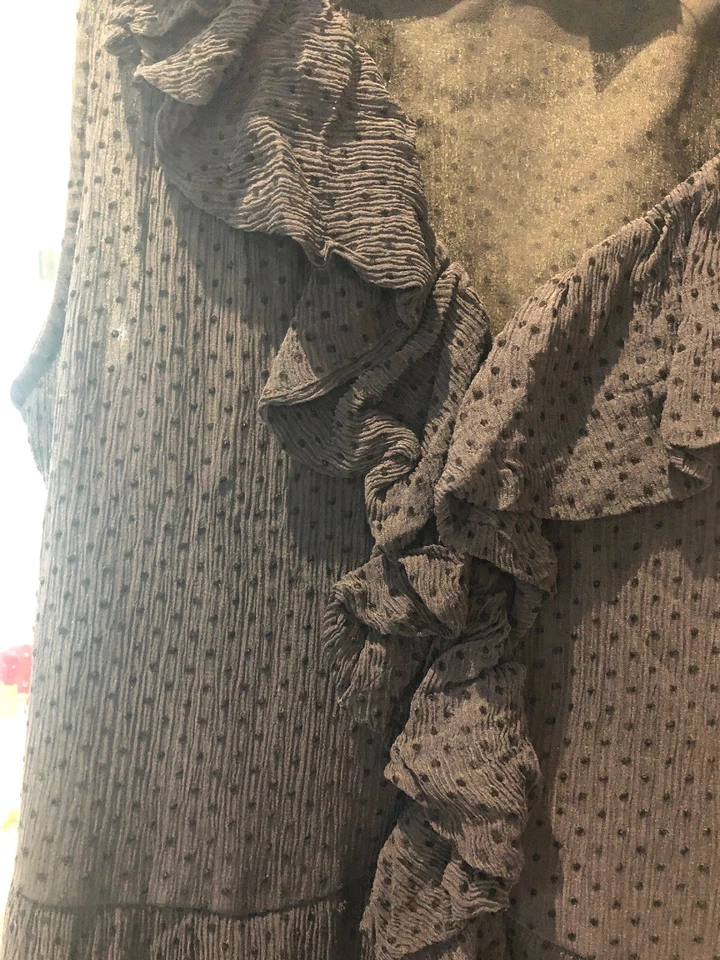 Vestido para mujer Marc Jacobs negro estampado sin mangas con volantes lunares seda talla S Foto 4 de 4