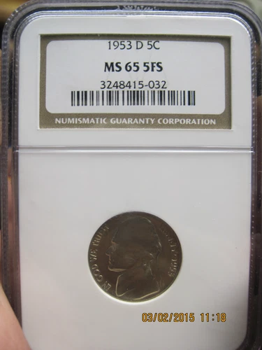 1953-D Jefferson Nickel NGC MS 65 5FS   