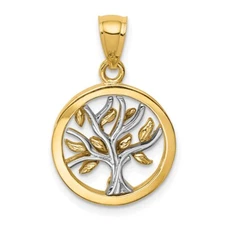 Real 14kt Two-tone Polished Tree of Life Pendant