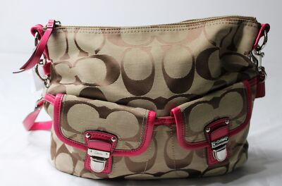 Coach Women's Daisy Signature Logo Hobo Bag BE5 Khaki/Raspberry One Size