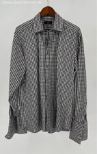 Ted Baker London Black/White Checkered Men's Button Down Dress Shirt - Size 16.5