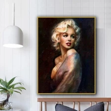 Marilyn Monroe Movie Star Poster Black Background Art Canvas Print Wall Art