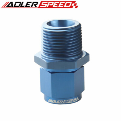10AN Female Swivel To 3/8" NPT Male Straight Adapter Fitting - Aluminum, Blue