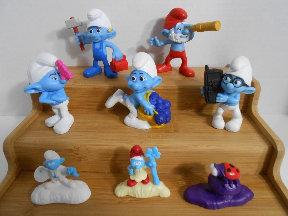 MCDONALDS SMURFS HAPPY MEAL TOY 8 PIECE LOT HACKUS CRAZY BAKER GROUCHY  HANDY